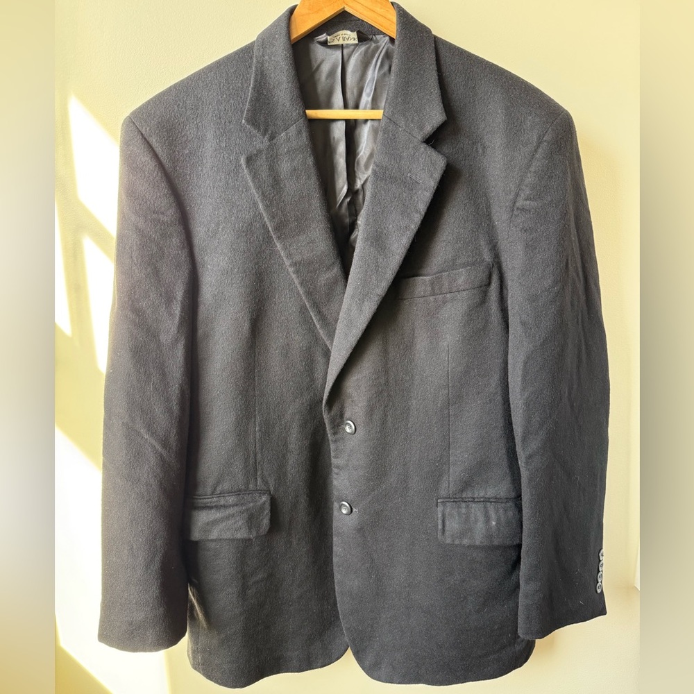 JOS A BANK Black 100% Cashmere Blazer‎ Jacket Preppy Academia Luxury Soft 44R